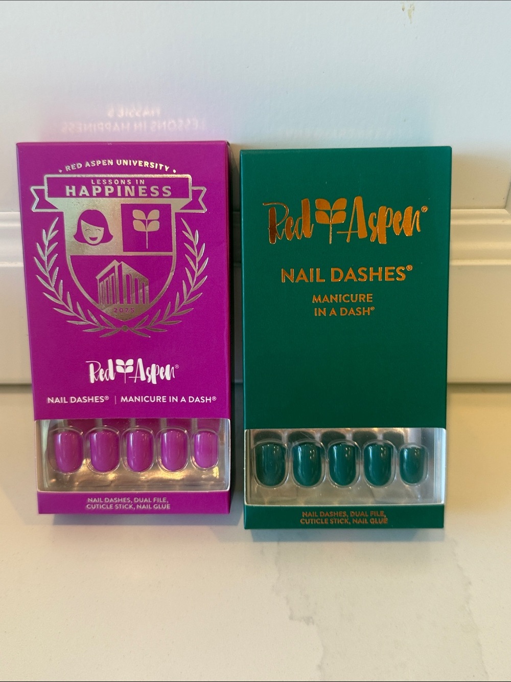 Red Aspen Nail Dashes Press-On Manicure Set 2 sets-both brand new in box!